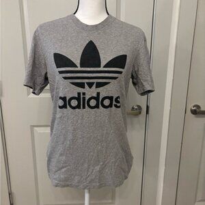 Unisex Adidas grey logo graphic tee size S